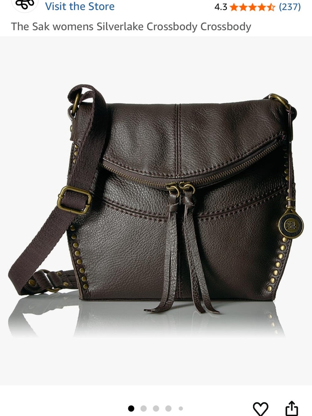 The Sak Silverlake Cocoa Leather Crossbody with Stud Trim
